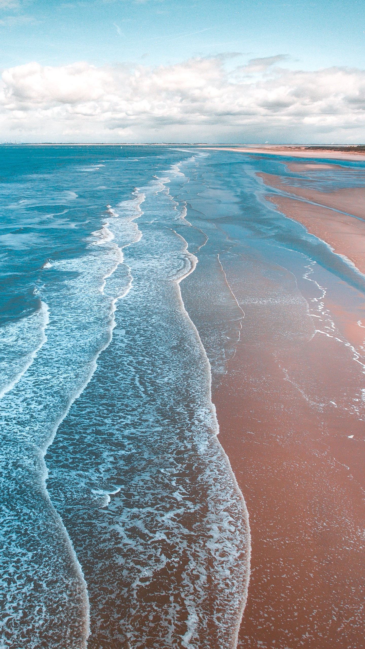 Обои на телефон океан, прибой, пена, берег, песок - скачать бесплатно в высоком  качестве из категории Природа